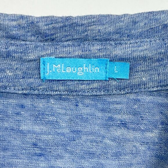 J. McLaughlin Blue Linen Blend 3/4 Sleeve V-Neck Button Top Women’s Large - Picture 6 of 9